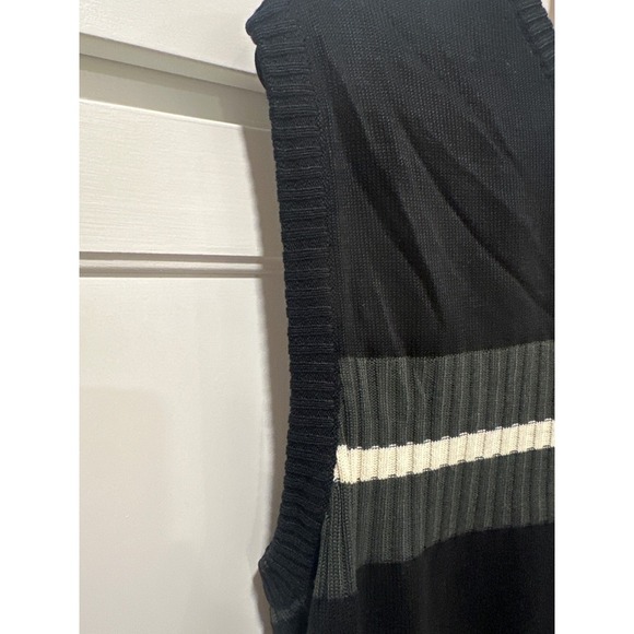 OP Ocean Pacific Mens V-Neck Sleeveless Sweater Vest Black Gray Cream Cotton - Picture 3 of 6